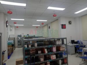 Hospital medical storage room with temperature controlled environment and monitoring system for pharmaceuticals and supplies