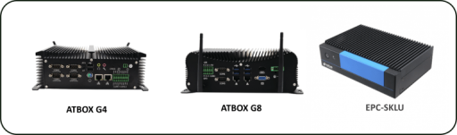 industrial PC models ATBOX G4, ATBOX G8, and Avalue EPC-SKLU for SCADA applications