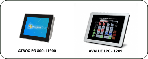 industrial PC touchscreen models ATBOX EG-800 J1900 and Avalue LPC-1209 for SCADA systems