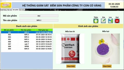 SCADA-based product management dashboard with inventory tracking system