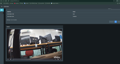 Web dashboard displaying a live ONVIF IP camera video stream embedded with the iStreamCamera component