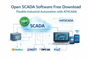 Open SCADA software free download with PLC, cloud, and industrial dashboard integration using ATSCADA