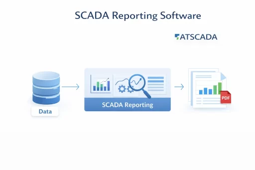 SCADA reporting software data pipeline from industrial data collection to analytics and PDF report generation using ATSCADA