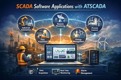 SCADA software applications dashboard with ATSCADA for industrial automation, remote monitoring, energy management and process control