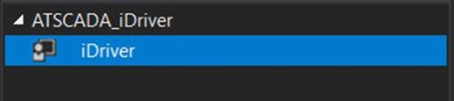 Visual Studio Toolbox showing ATSCADA_iDriver tab with iDriver component successfully added and highlighted for use in application development.